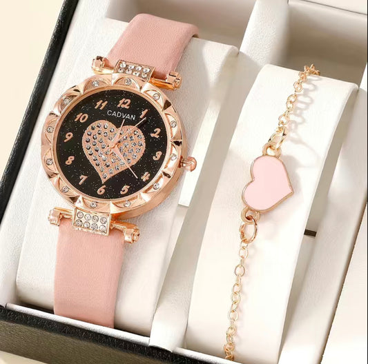 Orologio Da Donna Con Cuore Carino Orologio Al Quarzo Con Strass Scintillanti Orologio Analogico Da Polso E Braccialetto 1pc