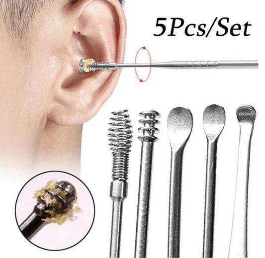 5Pcs raccoglitori di cerume per orecchie in acciaio inossidabile